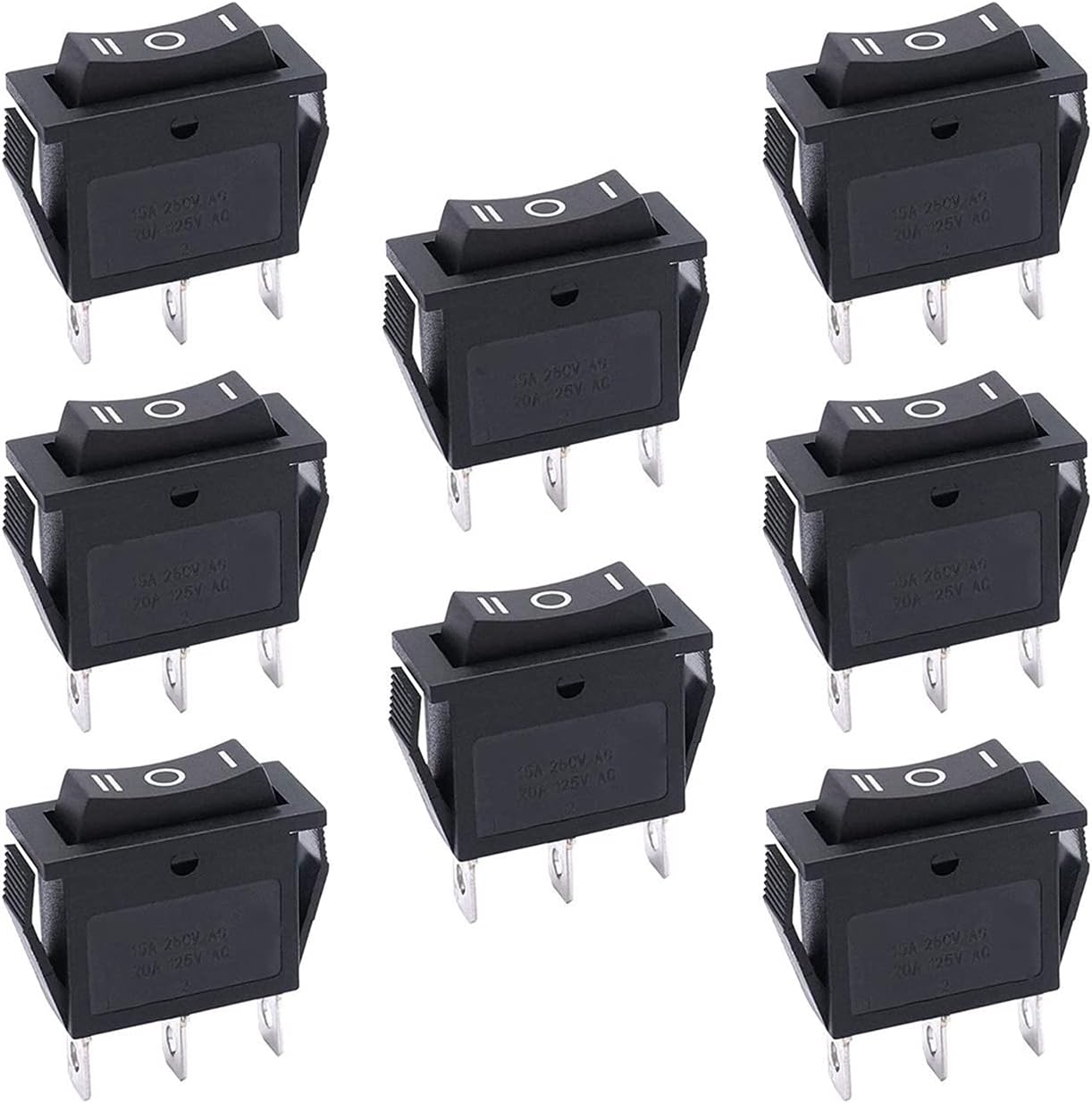 Llmxfc 8ピース Ac 250v 15a 125v a 黒 オン オフ Spdt 3の場合ピン