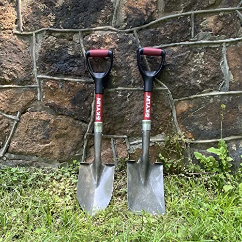 Kylin Multi-Purpose Mini Shovel 2-Piece Set With Fiberglass D-Handle, Small Garden Shovel, Kids Shovel, Short Shovel, Camping Shovel, Off-Road Shovel, Beach Shovel, Garden Tools. #TOP5