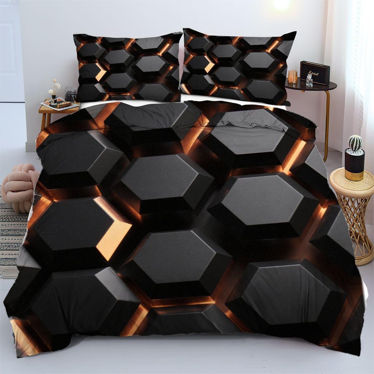 Linge de lit 220x240 cm noir pour une chambre d'adolescent moderne et un usage quotidien confortable