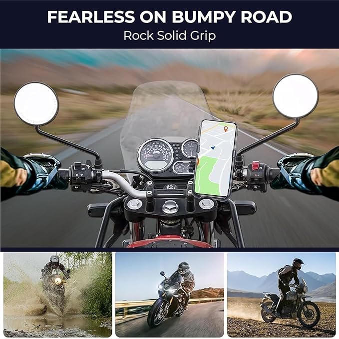 Image of SHIARYA 360 Rotating Bike Mobile Holder C1 Bike Mobile Stand Secure & Convenient Phone to Any Angle for Easy Navigation Fits for All Smartphones Black