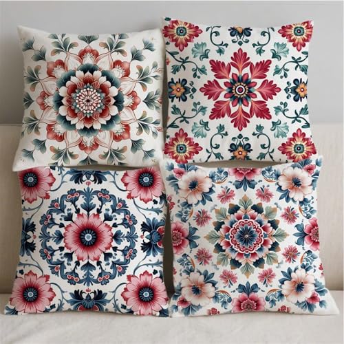 Housse coussin 80x80cm imperméable mandala lot de 4 - 3
