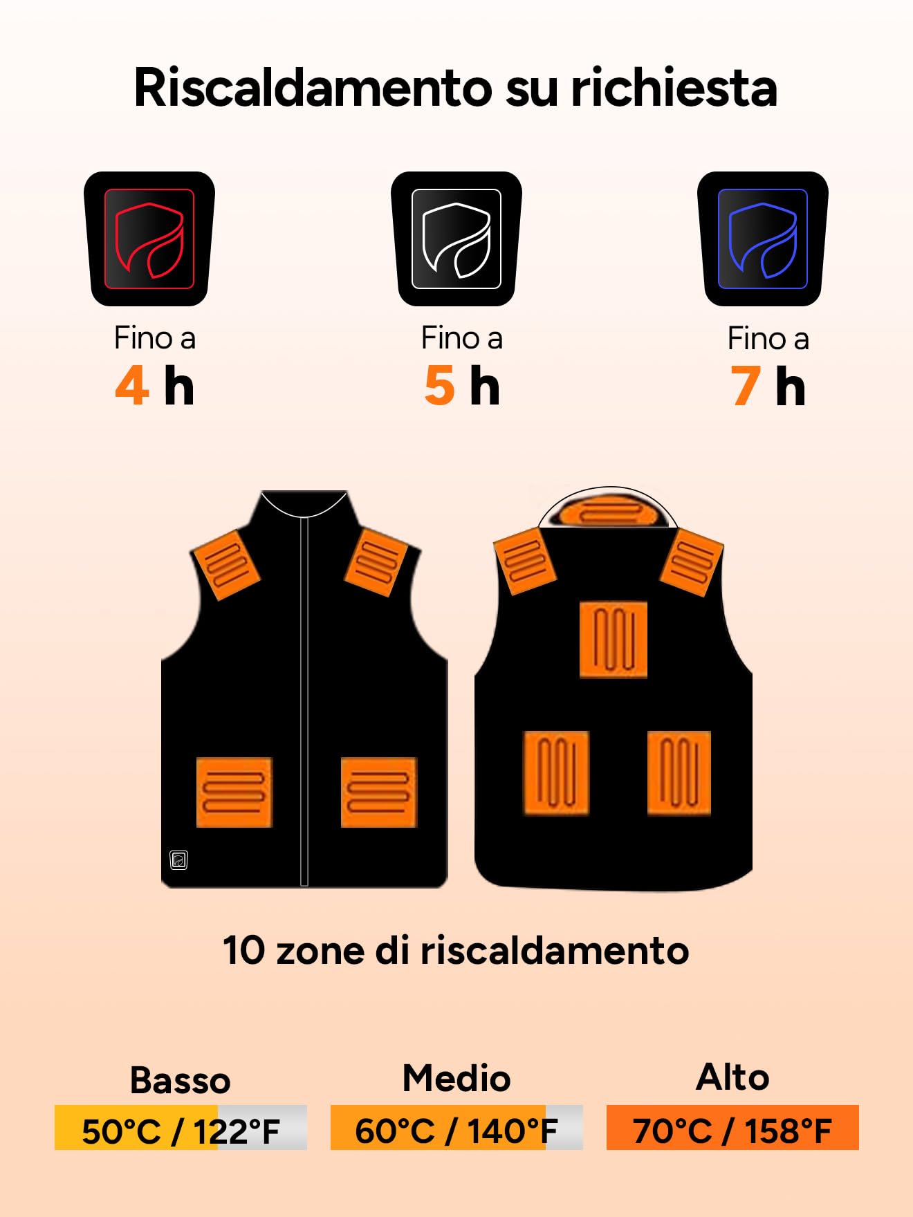 DR.PREPARE Gilet Riscaldato con Cappuccio Unisex con Batteria 7,4 V 16000 mAh 3 Livelli di Calore 10 Zone di riscaldamento Giubbotto Riscaldato per Uomo e Donna per Sci Pesca Escursionismo