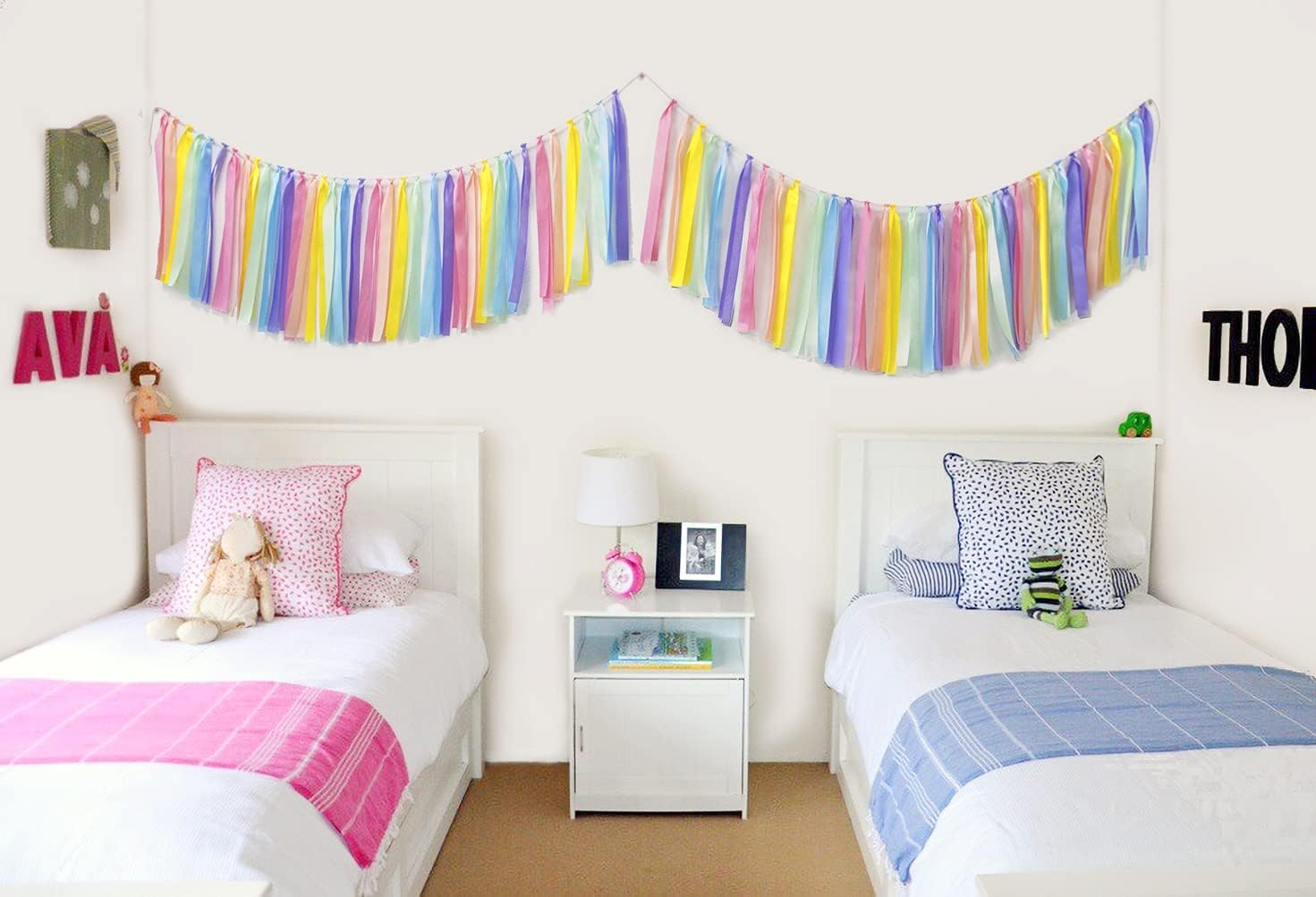 Pastel Rainbow Ribbon Tassel Garland Colorful Fabric Banner Hanging Patry Decoration Backdrop for Baby Shower, Highchair, Birthday Macron Banner Backdrop Decor 40 Inches(L) X 14 Inches(W) - Image 5