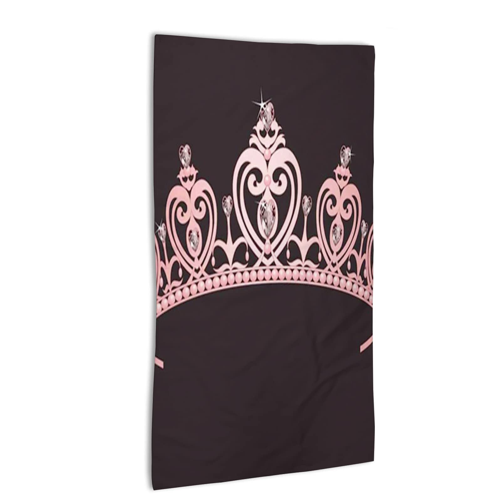 IUBBKI niBBuns Crown Pattern,Soft Hand Towels,Pale Colored Crown Diamond,Microfiber Towels for Bathroom,Pink Black,15.75x31.5in