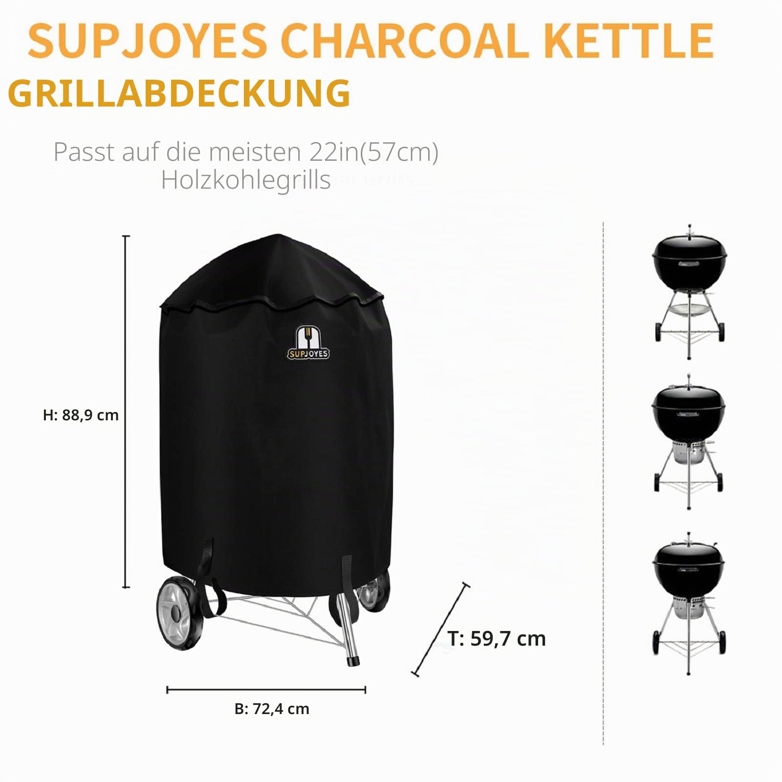 Grill Abdeckung für Weber Holzkohlegrills, 57 cm Grill Abdeckhaube für Weber Kugelgrill Grillabdeckung
