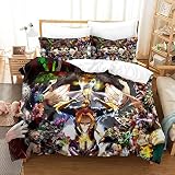 All for One Anime Poster My Hero Academia Cartoon Enveloppe De Couette en Microfibre Sets De Housses De Couettes 3D avec Fermeture Éclair, Motif d'impression Artistique Double（200x200cm）