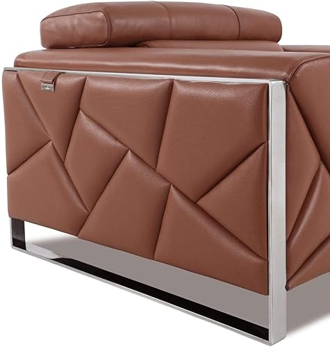 Miniatura 9 de BlackJack Furniture Gianni - Sofá de cuero italiano de grano superior con reposacabezas ajustables de 9 posiciones, patrón geométrico contemporáneo,