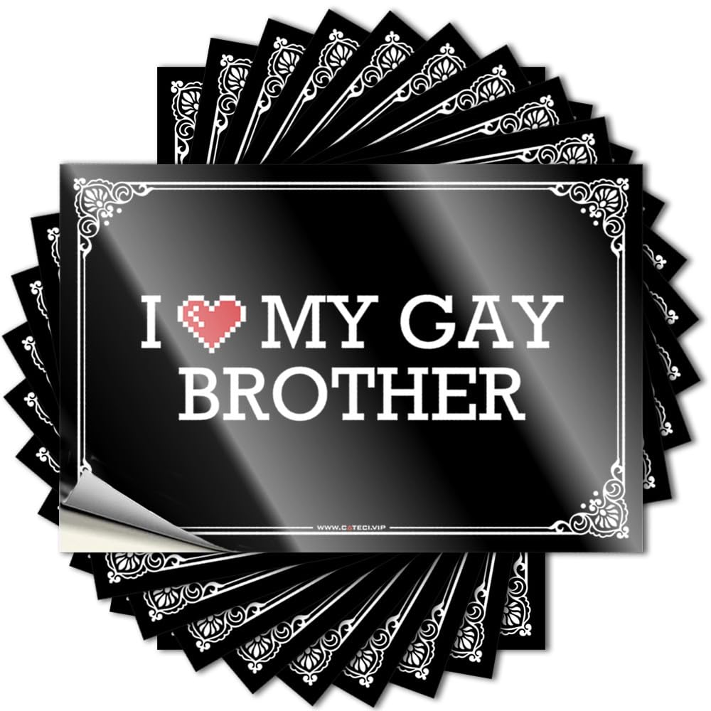 Camper Decor Bottle Lettering Sticker - I Love My Gay Brother Accent Durable Sticker Easy Apply for Spring Decor(6X9CM)