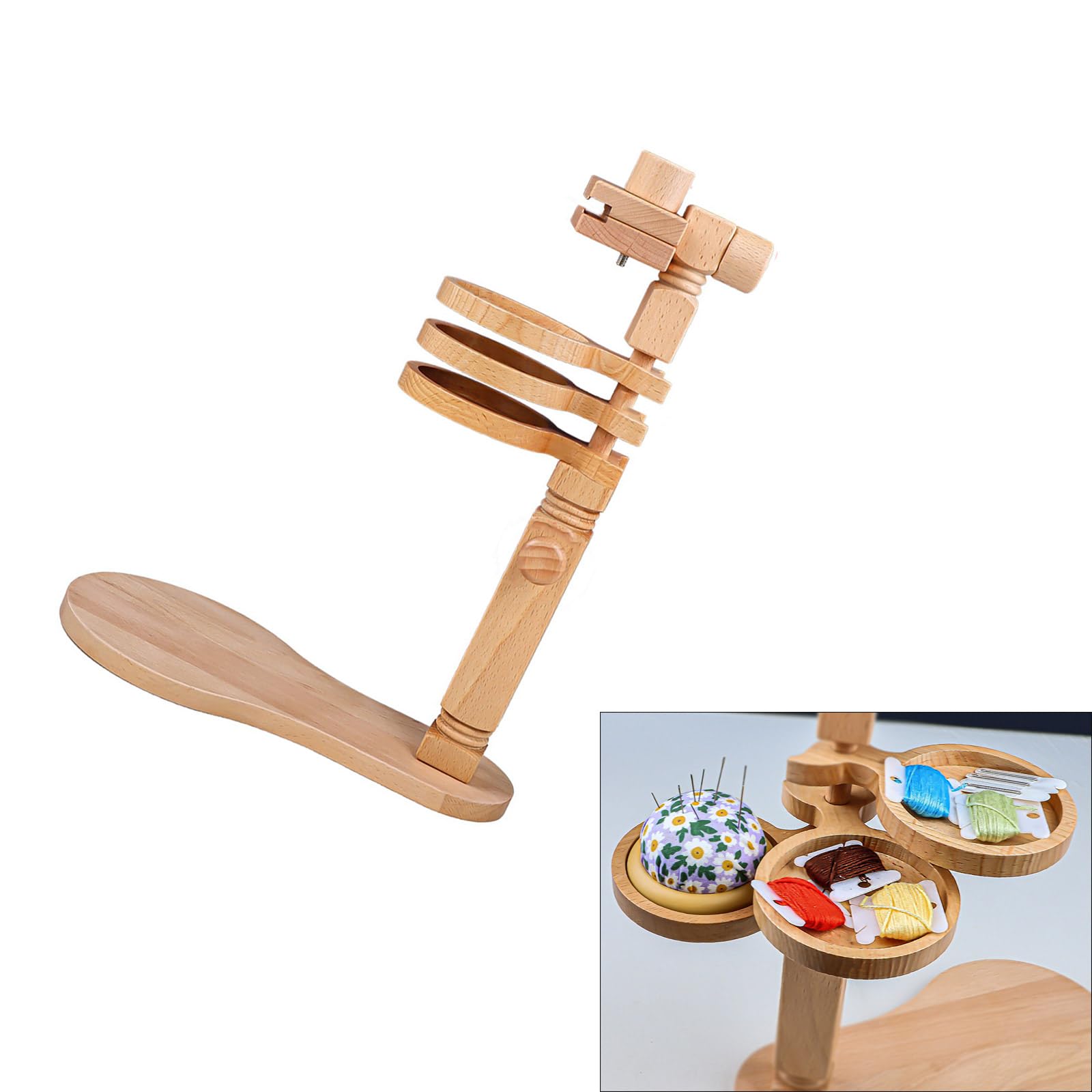 Ukbzxcmws Soporte para bastidor de bordado con 3 compartimentos, altura ajustable, soporte para bastidor de bordado para coser artesanías