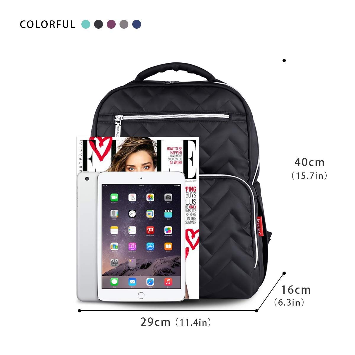 SONARIN Nylon Multifunzione Zaino Fasciatoio Bambino per Pannolini con Fasciatoio,Impermeabile,Borsa antiurto per laptop,Bottiglia borse termiche,Grande Capacità,Elegante e Resistente(Nero)