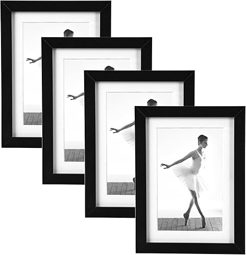 Fixwal Juego de 4 portarretratos de 5 x 7, para fotos de 4 x 6 con paspartú o de 5 x 7 pulgadas sin paspartú, marco de fotos para decoración de