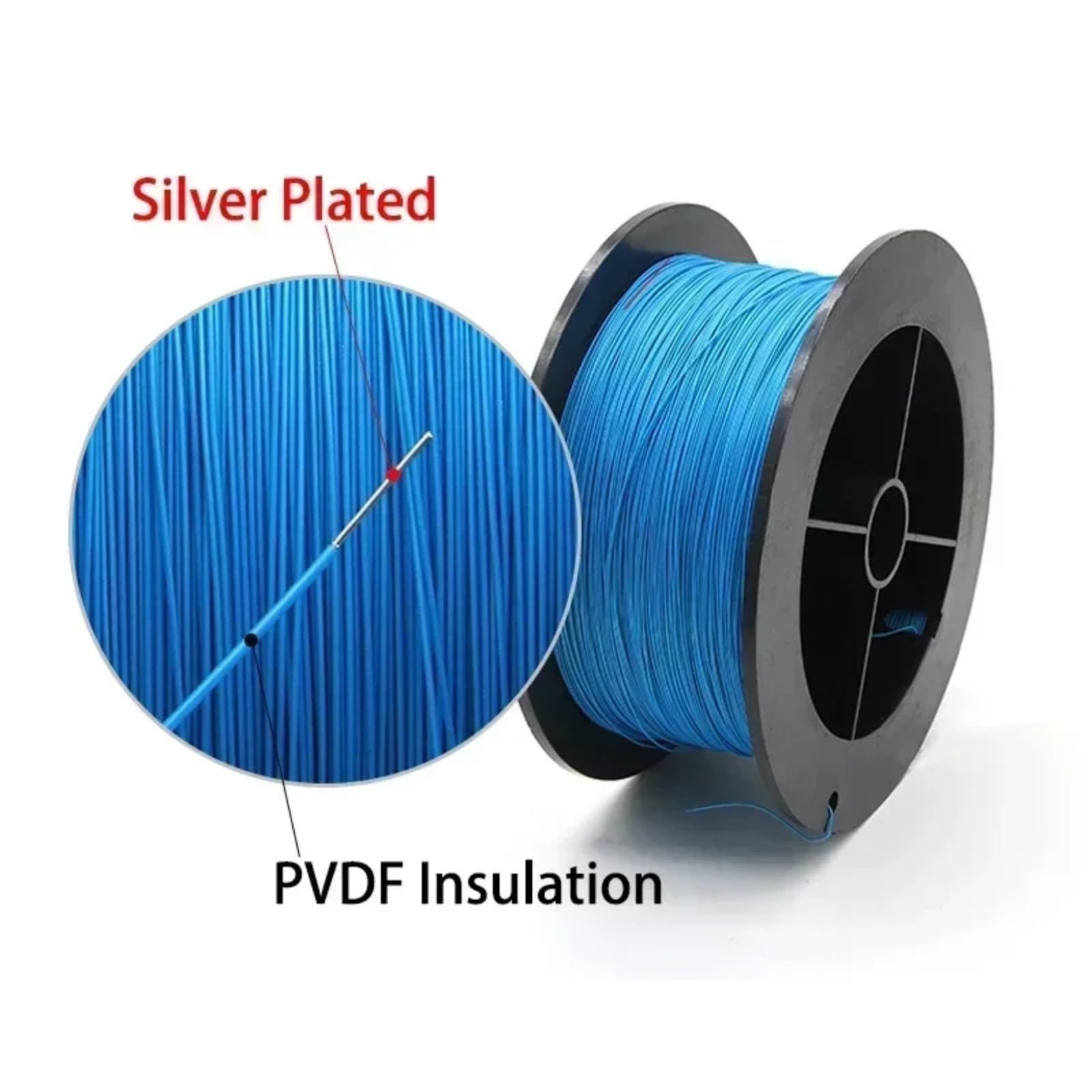 5~20m UL1423 PTFE Wire Silver Plated Single Core Cable (No Scroll) DIY(Red; 5 meters; 34AWG)