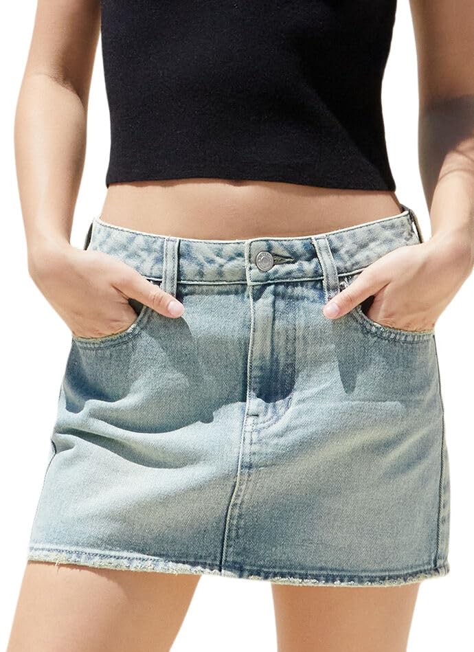 PacSun Women's Bella Medium Indigo Mid Rise Denim Mini Skirt - Multicolor