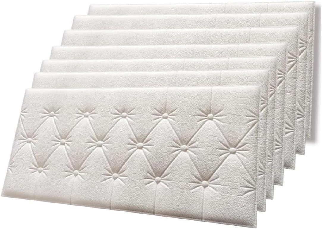 - STL 3D Self Adhesive Foam White Panels for Walls, Self Adhesive PE Foam Soft Cushion DIY Wallpaper for Home, Hotel, Living Room, Bedroom, Cafe Décor (Pack of 15)