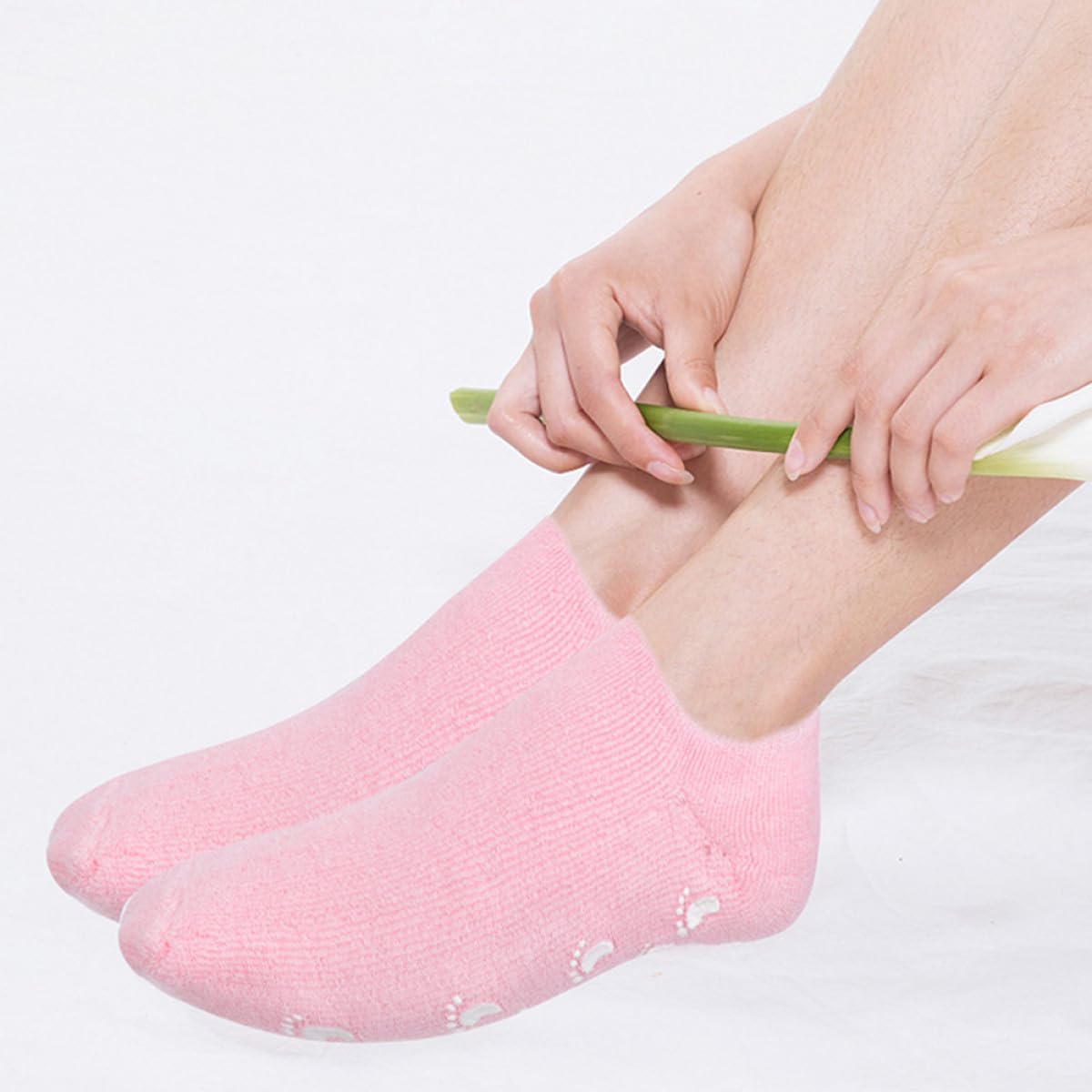 Abaodam 3 Pares de Calcetines Hidratantes para Pies de Mujer Gel Vegetal, Algodón y Fibra Elástica, Antideslizantes y Cálidos para Uso Nocturno y Tareas del Hogar