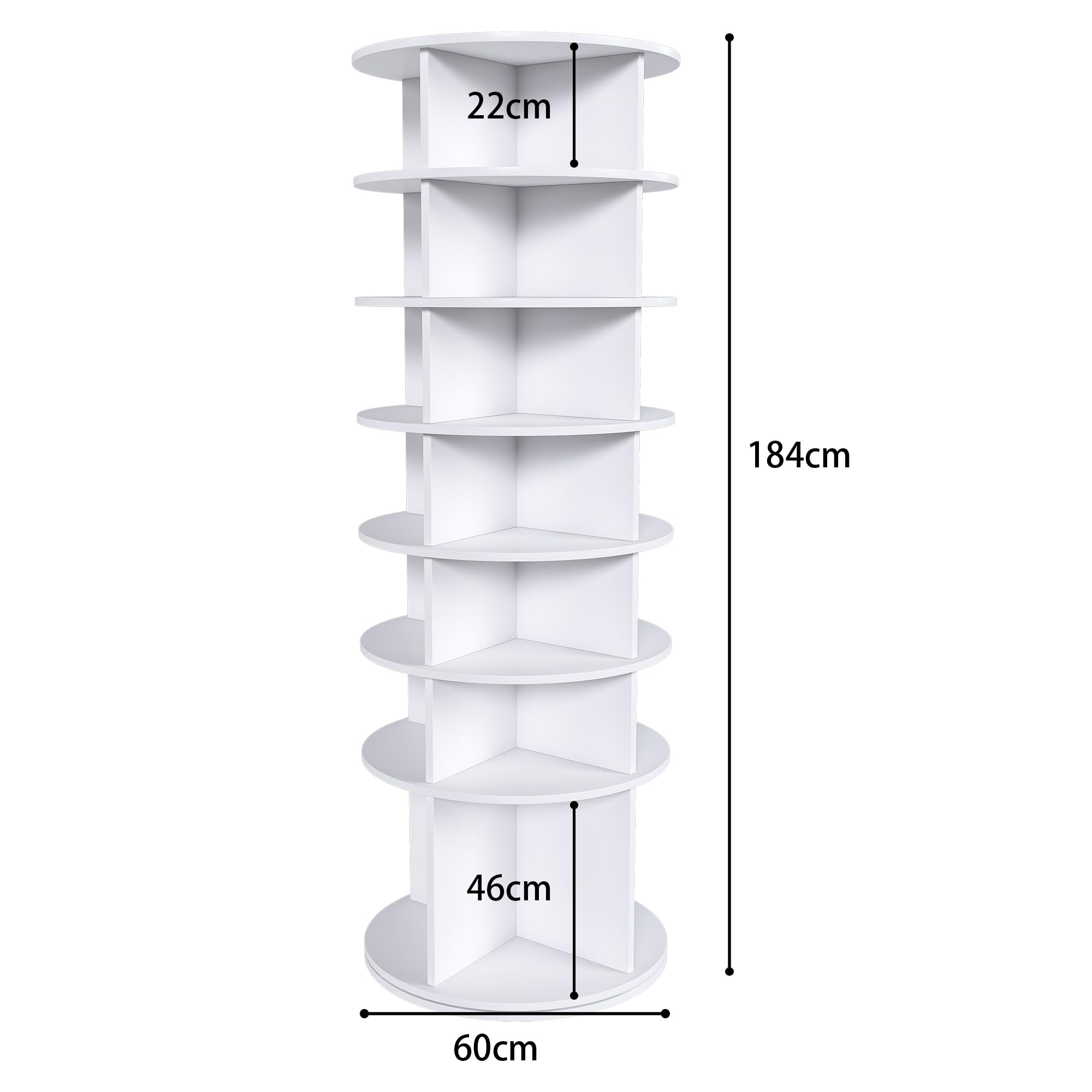 Étagère à Chaussures Rotative 7 Niveaux Armoire À Chaussures Tournante 360°, Rangement Chaussure pour 28 Paires de Shoes, save space, Meuble À Chaussures Entrée Chambre Ou Dressing (7 Niveaux - Blanc)