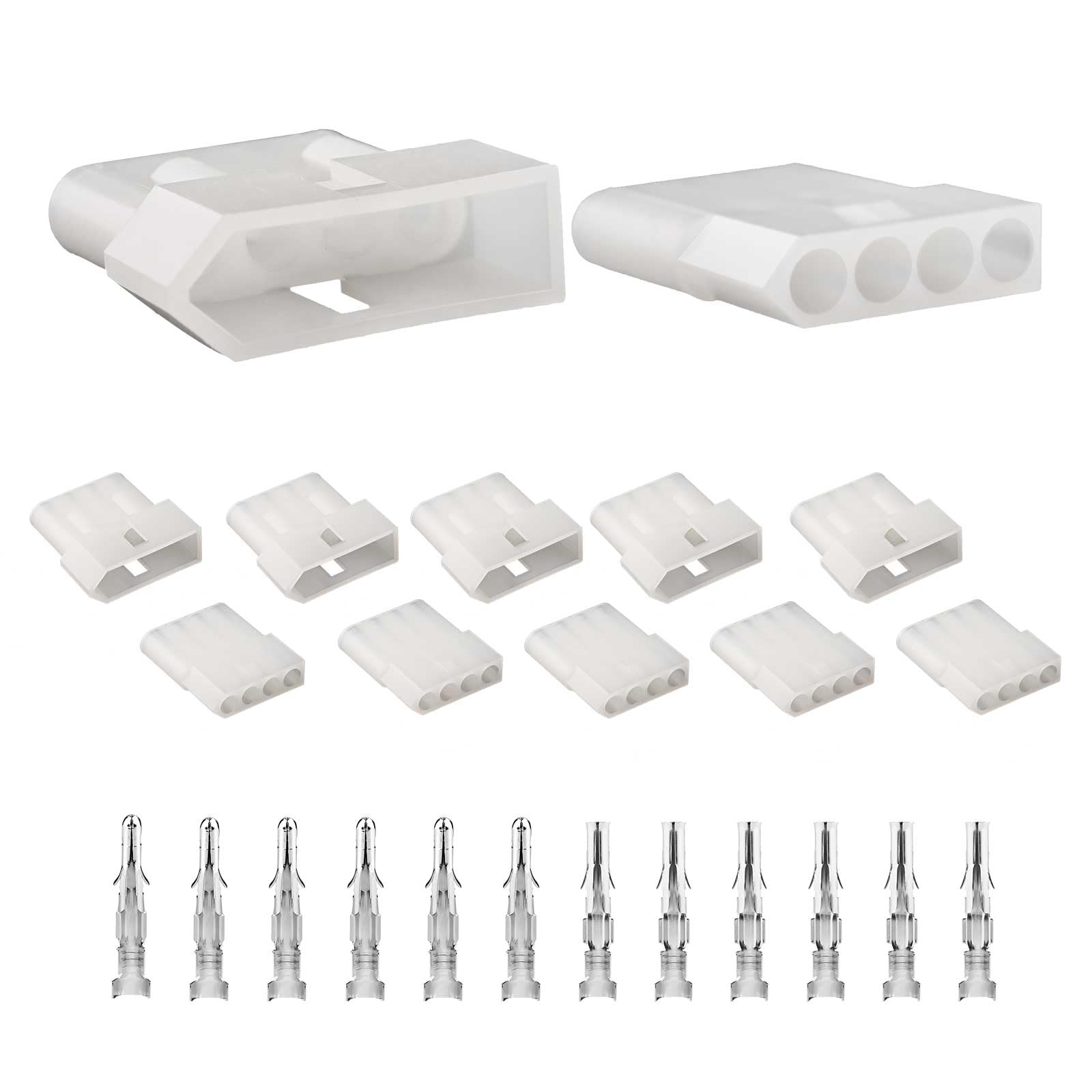 JRready ST6417 Standard.093 Pin and Socket Power Connectors 4 Circuits (6 Matched Sets),14-20 AWG，Compatible with Molex Standard.093 4 Pin Male&