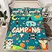 Erosebridal Happy Camping FittedÂ Sheet Camper Kids BedÂ Set for Boys Teens Adult Bedroom Decor, Cartoon Rv Camping BedÂ Sheets Fox Cute Animal Sheets for Travel Trailers, No Top Sheet, Twin