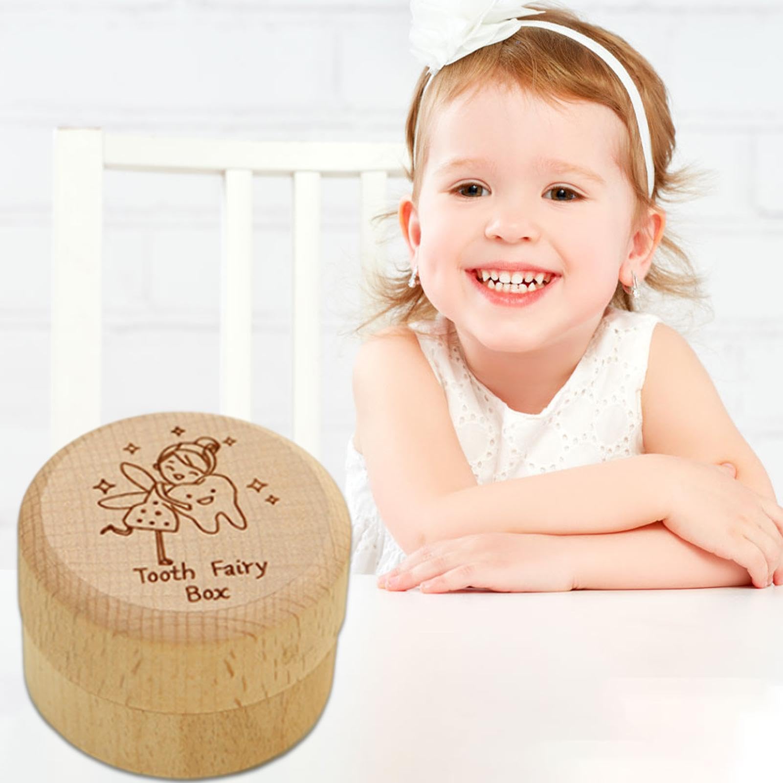 Viiluuxr Scatola in Legno per Denti da Latte - Porta Denti dei Ricordi Francese per Ragazzi e Ragazze (Rosa