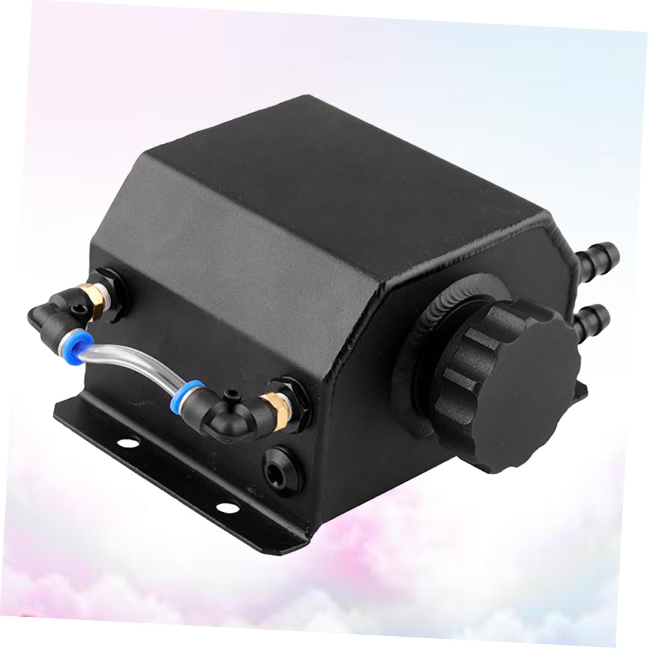 Récupérateur Huile Voiture Aluminium Noir Réservoir Ventilé avec Bouchon Vidange Séparateur Huile et Boues pour Moteur