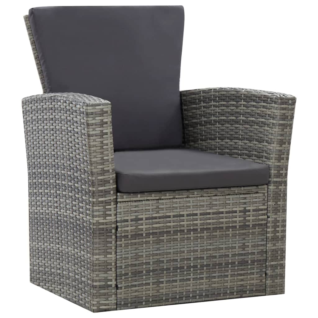 vidaXL Gartenmöbel 4-TLG. mit Auflagen Lounge Sofa Sitzgruppe Sitzgarnitur Gartenset Sessel Tisch Gartensofa Gartenbank Poly Rattan Grau