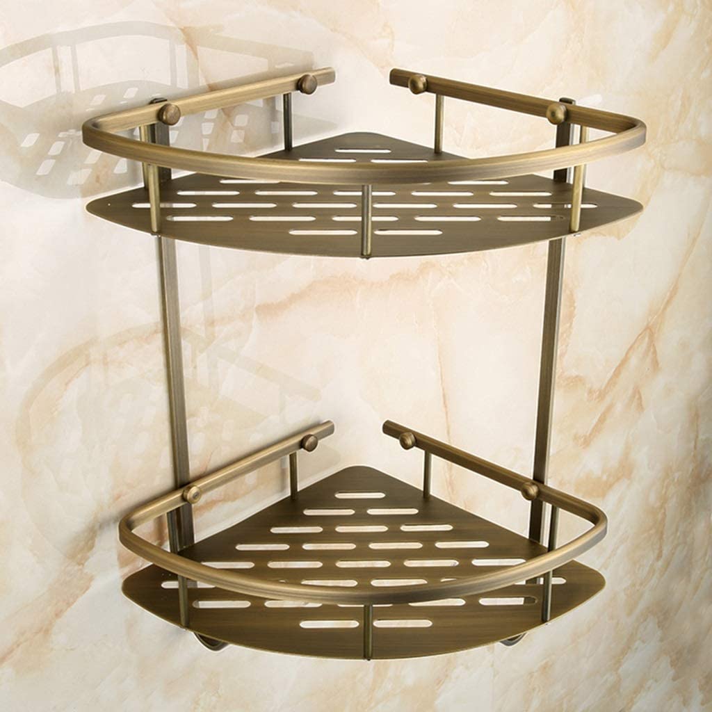 Estante de baño Estante de Esquina de baño Estante de Esquina de Acero Inoxidable de 2 Niveles Estantes de Esquina de Almacenamiento de Ducha con Ganchos Estantes de
