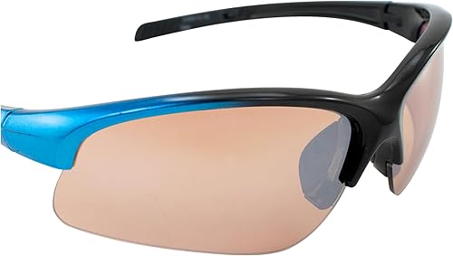 Miniatura 9 de MAXX Domain Sport Golf Gafas de sol negras con marco azul lente espejo azul y lente ámbar HD, Negro y azul