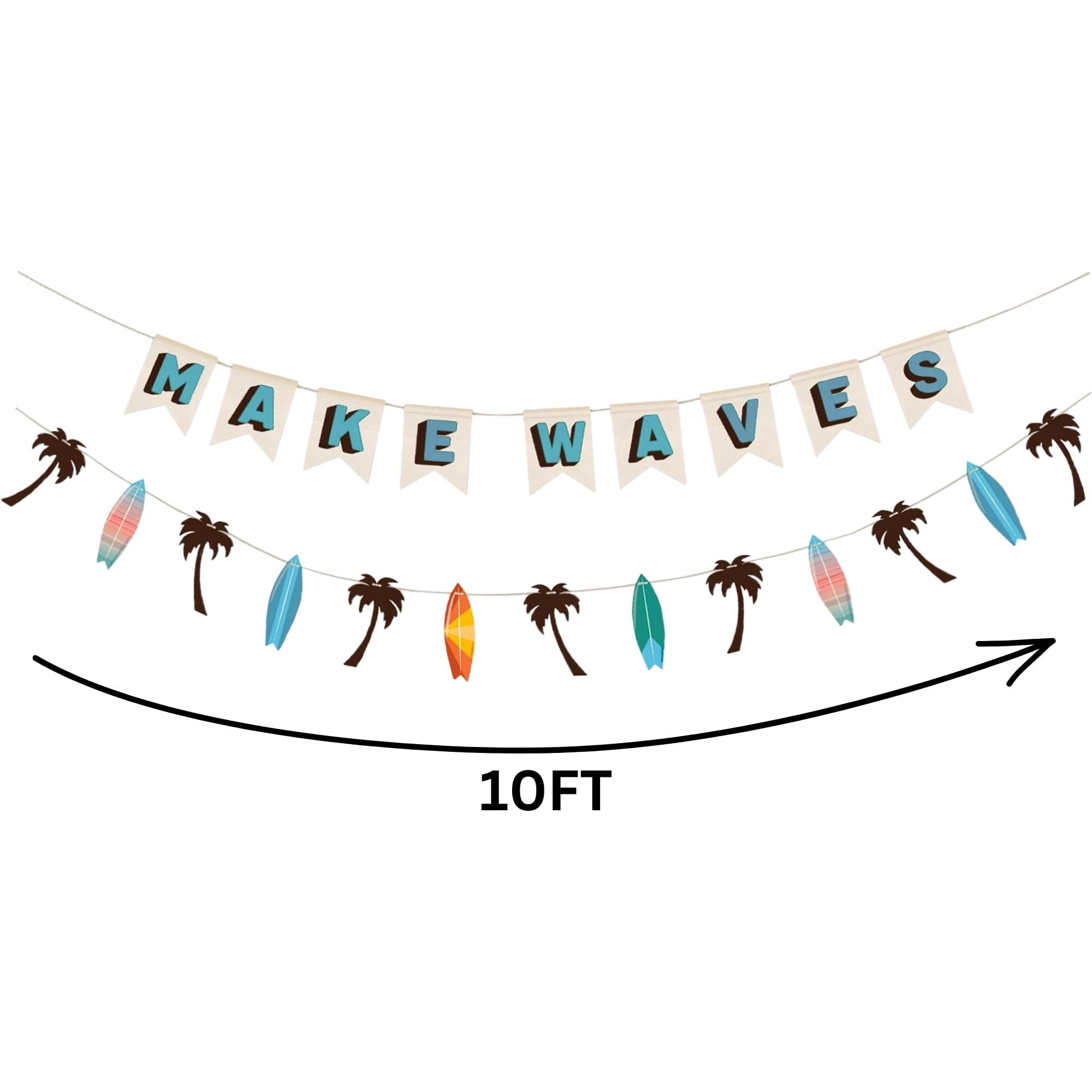 Lebendiges mehrfarbiges Make Waves Strandleben-Banner-Set – 3 m (2 Stück) – langlebig und auffällig, lebendige Küstendekoration, perfekt für Veranstaltungen im Freien