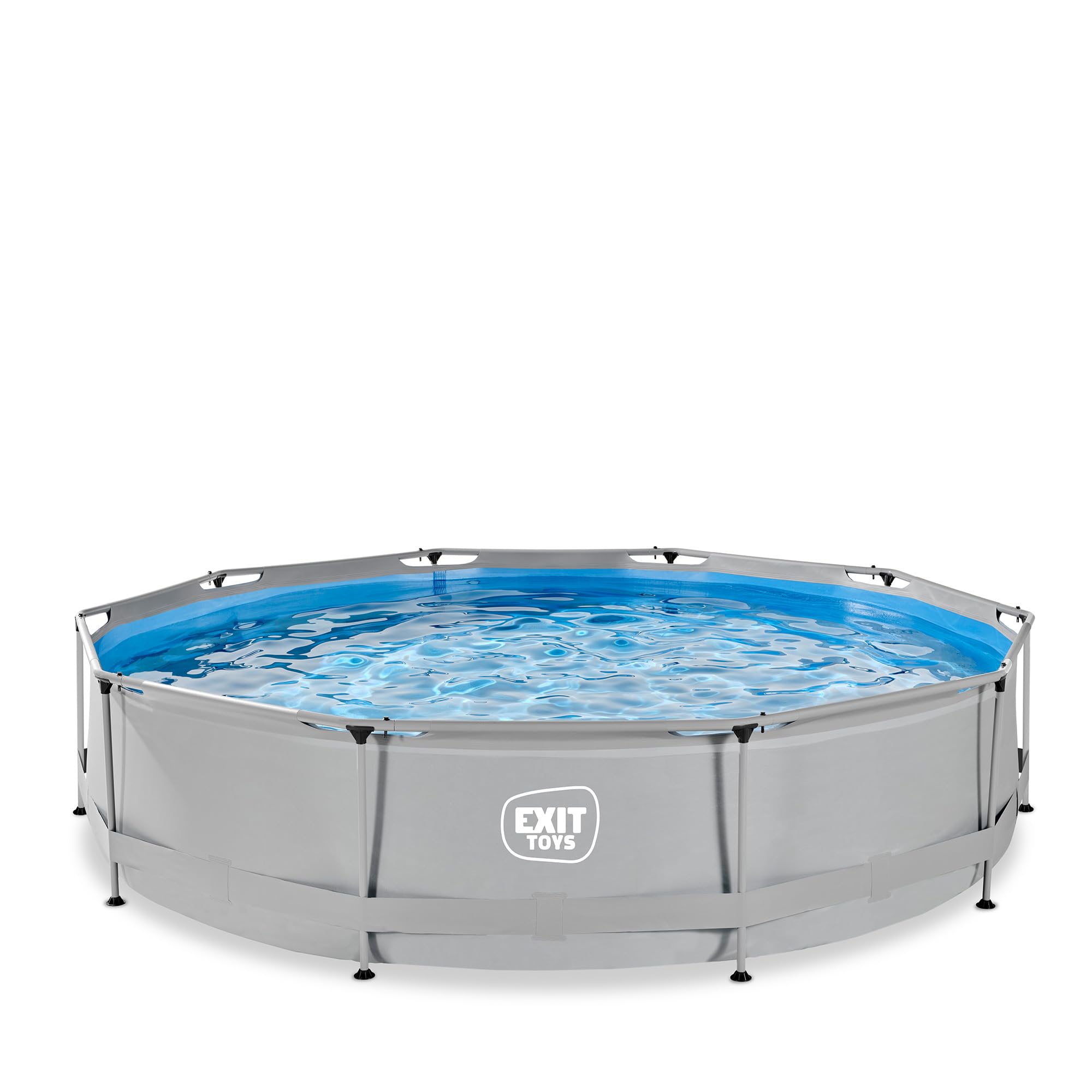 EXIT TOYS Piscine Hors Sol Tubulaire Ronde ø 360 x 76 cm avec Pompe Filtrante – pour Enfants – Structure Stable – Certifiée TÜV CE en 16582 – Soft Grey – Gris