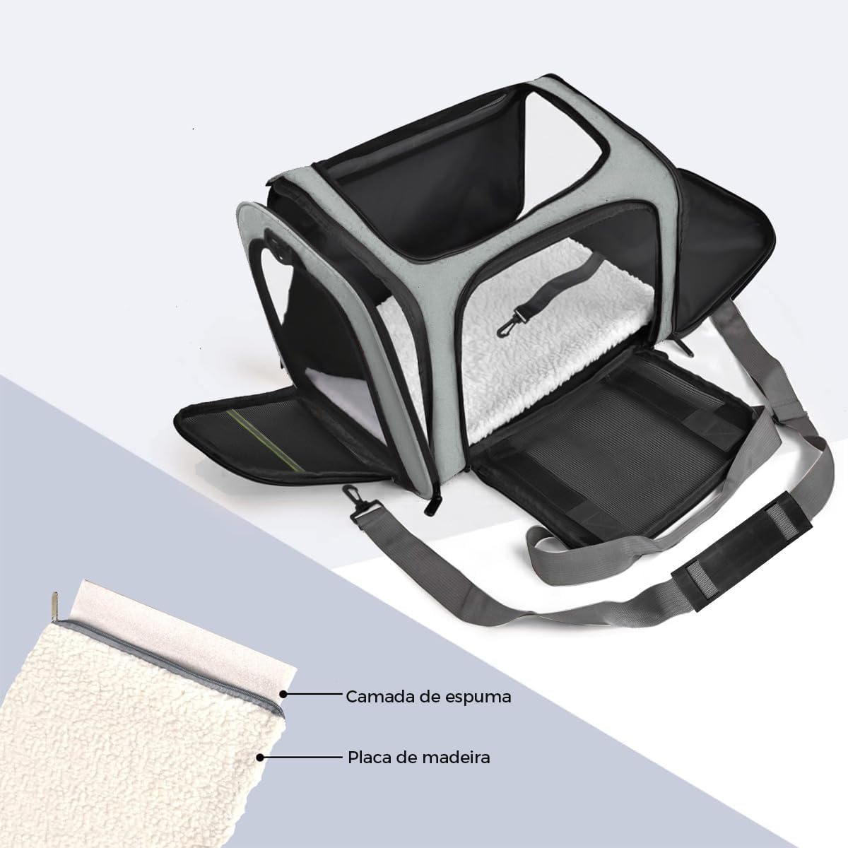 Bolsa Transporte Pet Ventilação em 4 lados Bolsa Transporte Pet Avião Para LATAM Paw Up (Cinza) Bolsa Transporte Pet Ventilação em 4 lados Bolsa Transporte Pet Avião Para LATAM Paw Up (Cinza)