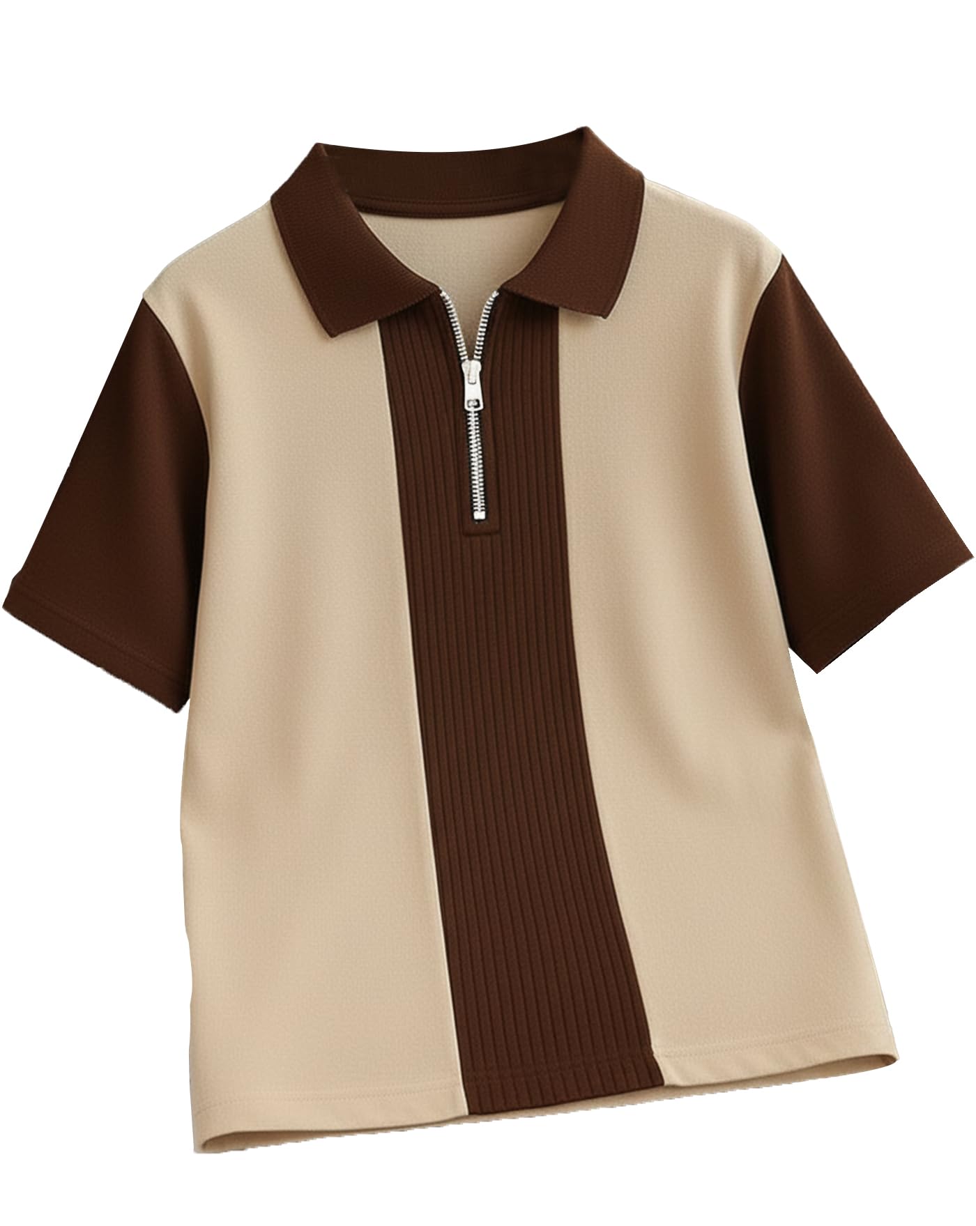 DressBerry Mens Half Sleeves Polo Neck T-Shirt, Casual Summer Wear T-Shirt for Men, Formal Half Zipper T-Shirts for Boys, Stylish Everyday Tshirs for Boy in neutral