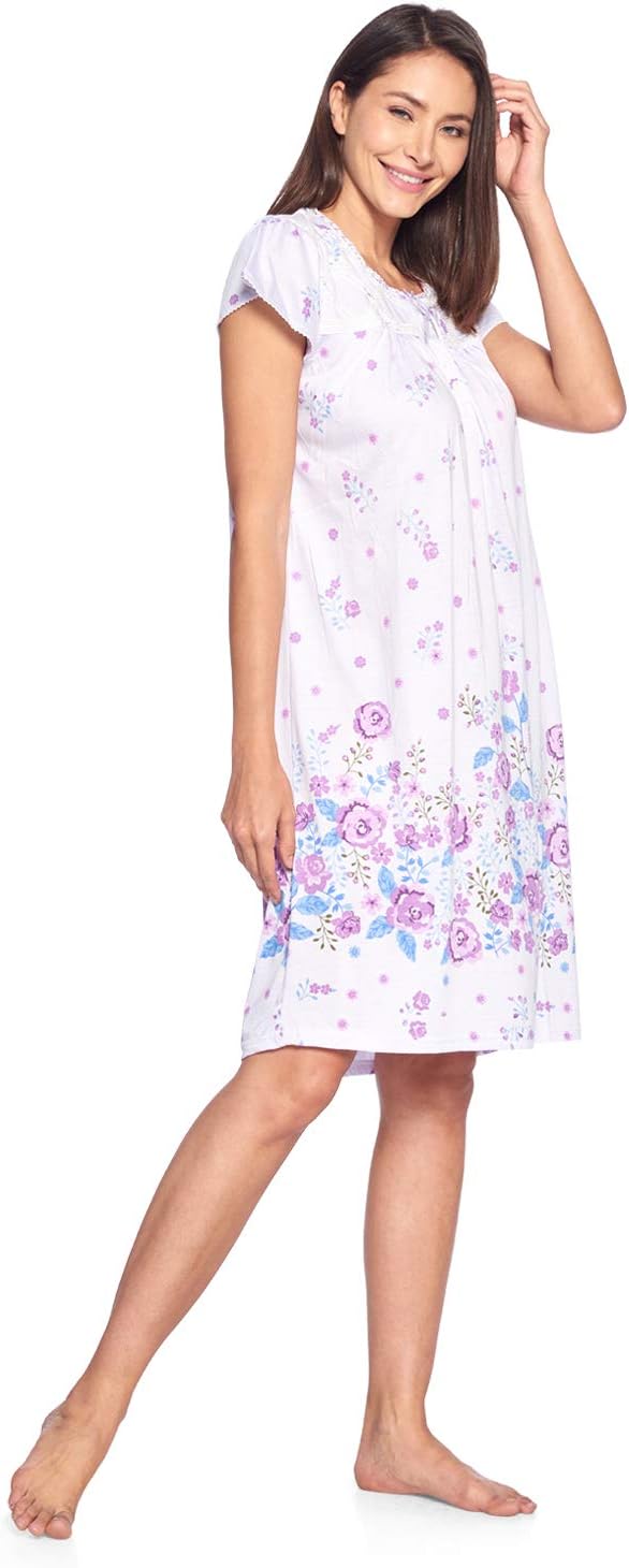 Casual Nights Women's Smocked Lace Short Sleeve Nightgown - Image 3