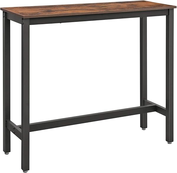 VASAGLE LBT12X-Scrivania, 120 x 40 x 100 cm, tavolino da Bar Sottile, Struttura in Metallo, Design Industriale, Colore: Marrone Vintage/Nero, truciolato di Legno, Acciaio - 1