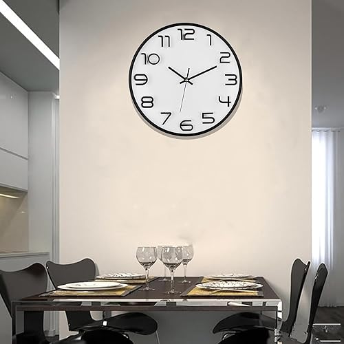Miniatura 8 de WOOPHEN Reloj de pared silencioso de 12 pulgadas, funciona con pilas, reloj de pared de cuarzo de calidad, moderno, decorativo, para dormitorio,