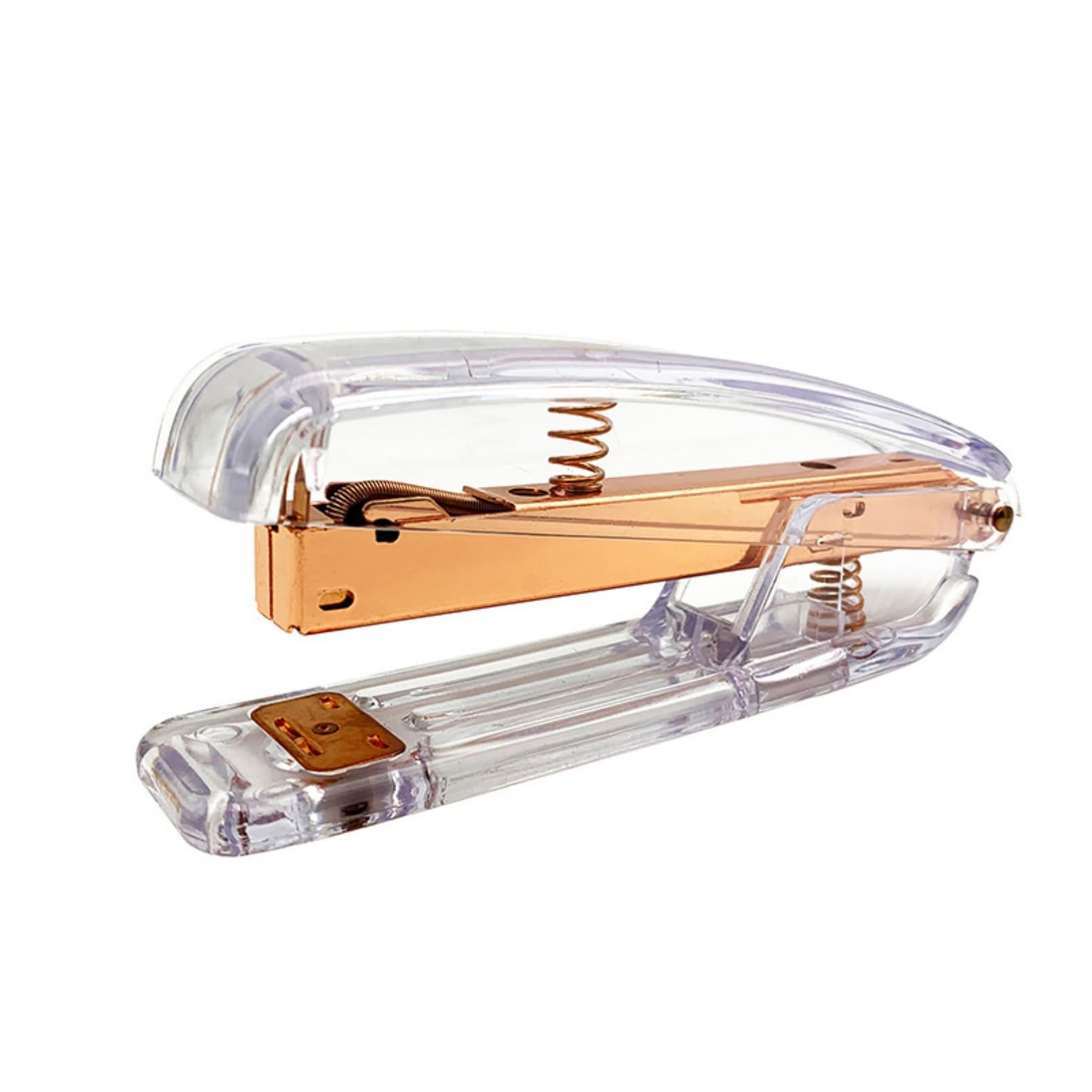 AM ANNAClear Acrylic Stapler Rose Gold Desktop Stapler Cute Mini Staplers, Heavy Duty Office Stapler Desk Accessiories for Office School Home,Staplers for Desk (Stapler)