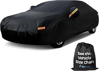 EzyShade 10-Layer Car Cover Waterproof All Weather [See Vehicle Size Chart for Accurate Fit] Car Covers for Automobiles - Full Exterior Covers - Rain Sun Wind Snow. Black, Size A4 (See SizeChart)