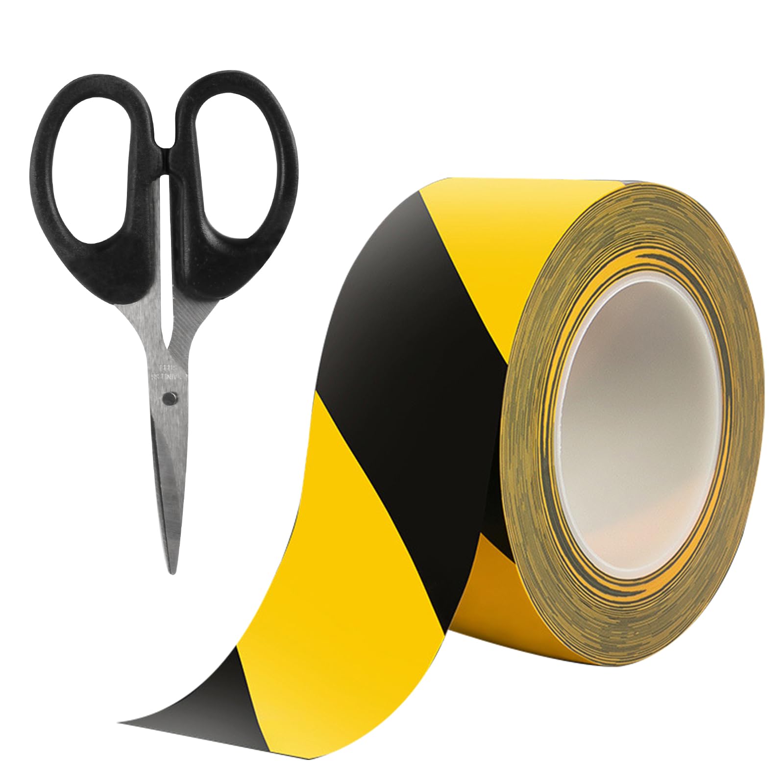 Nastro Adesivo Segnaletico Giallo/Nero - 50mm X 33m - Per Pavimenti E Aree Pericolose - Foto 6