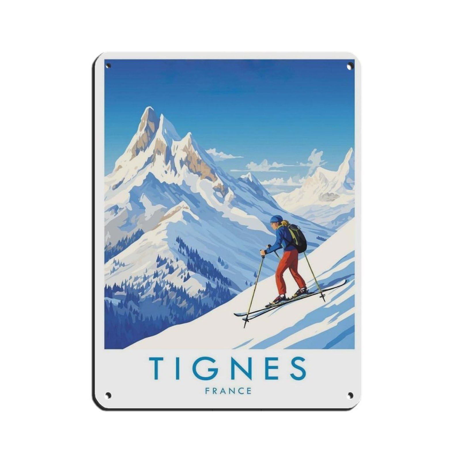 Tignes Travel Poster, France, Travel Decor Tin Sign Vintage Metal Pub Club Cafe Bar Home Wall Art Decoration Poster Retro 12x16inch(30x40cm)