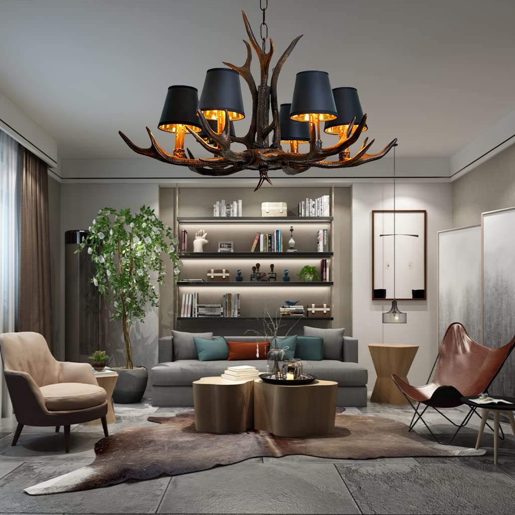 JOJOM Lustre Traditionnel De Style Rustique 6 Lumières Rétro