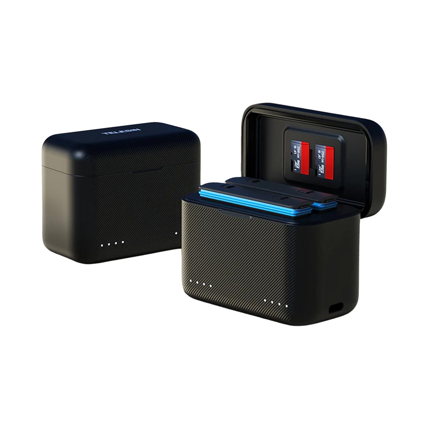 TELESIN Insta 360 X4 Battery Charging Box with Dual Card Slot & Portioned Storage, Fast Charger Hub for Insta 360 X4, Quick Portable 2 Channel Battery Charge Storage Station-image-8