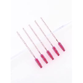 i-Laesh 100 Pcs Crystal Eyelash Brush Mascara Wands Disposable Eyebrow / Lash Brushes for Eyelashes Extensions Eye Makeup Kit Lashes Applicator Tool Spoolies (Crystal - Peach Pink)