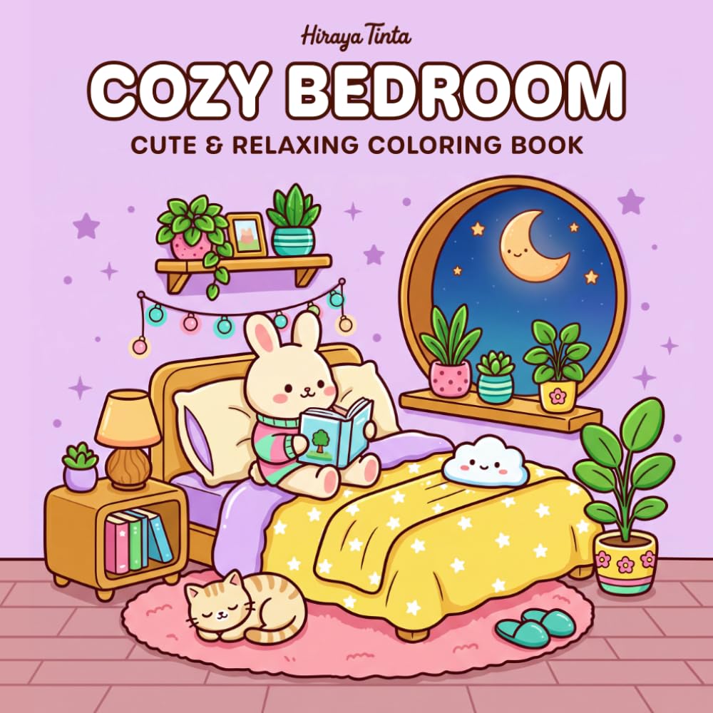 Cozy Bedroom: Cute & Relaxing Coloring Book for Teens and Adults