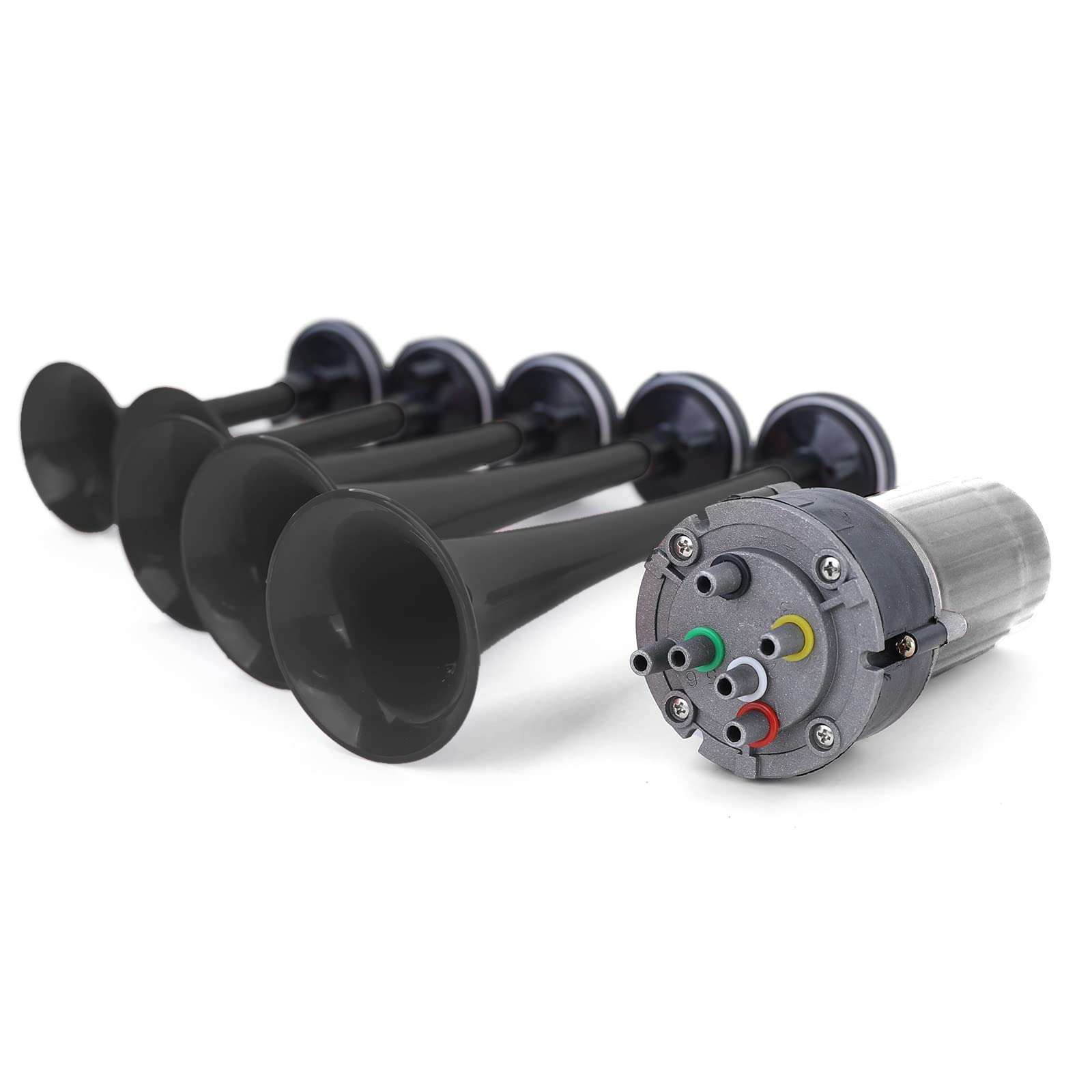 5 Klang Bootsfanfare La Cucaracha Hupe mit Kompressor Schwarz 118dB 12 Volt