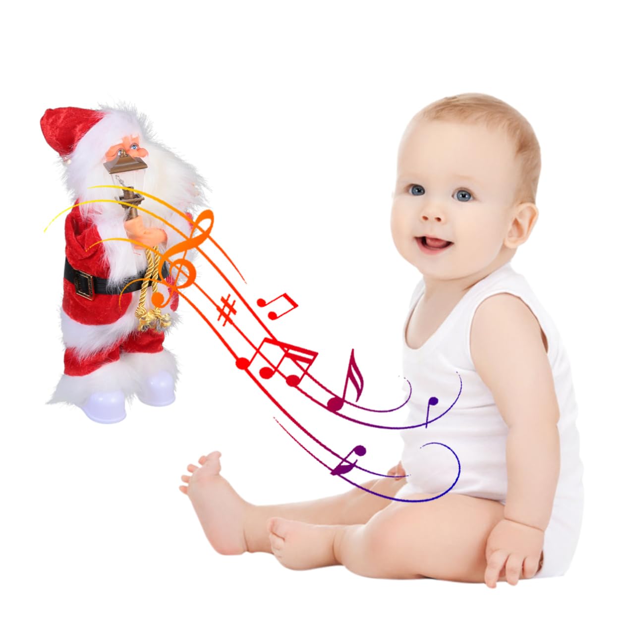 TOYANDONA Giocattolo Elettrico per Ragazzo Ragazza Babbo Natale Decorazione Musicale Ornamento di Natale Classico Bambola Elettrica per Festa Natalizia