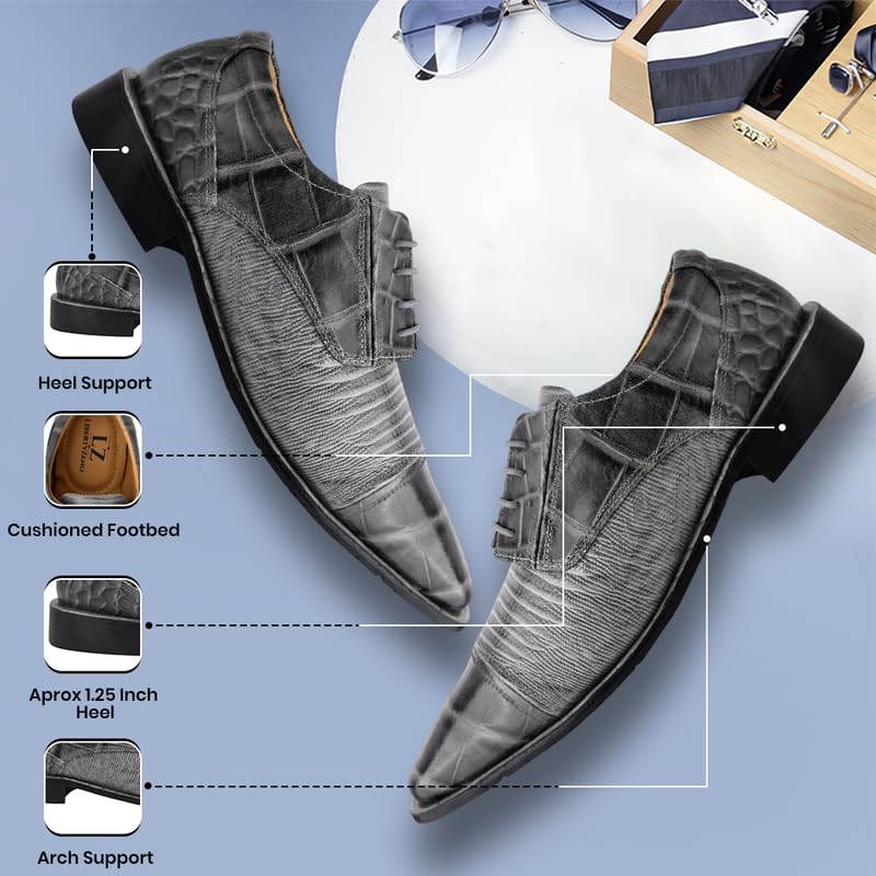 LIBERTYZENO Mens Animal Print Genuine Leather Lace Up Oxford Dress Shoes3