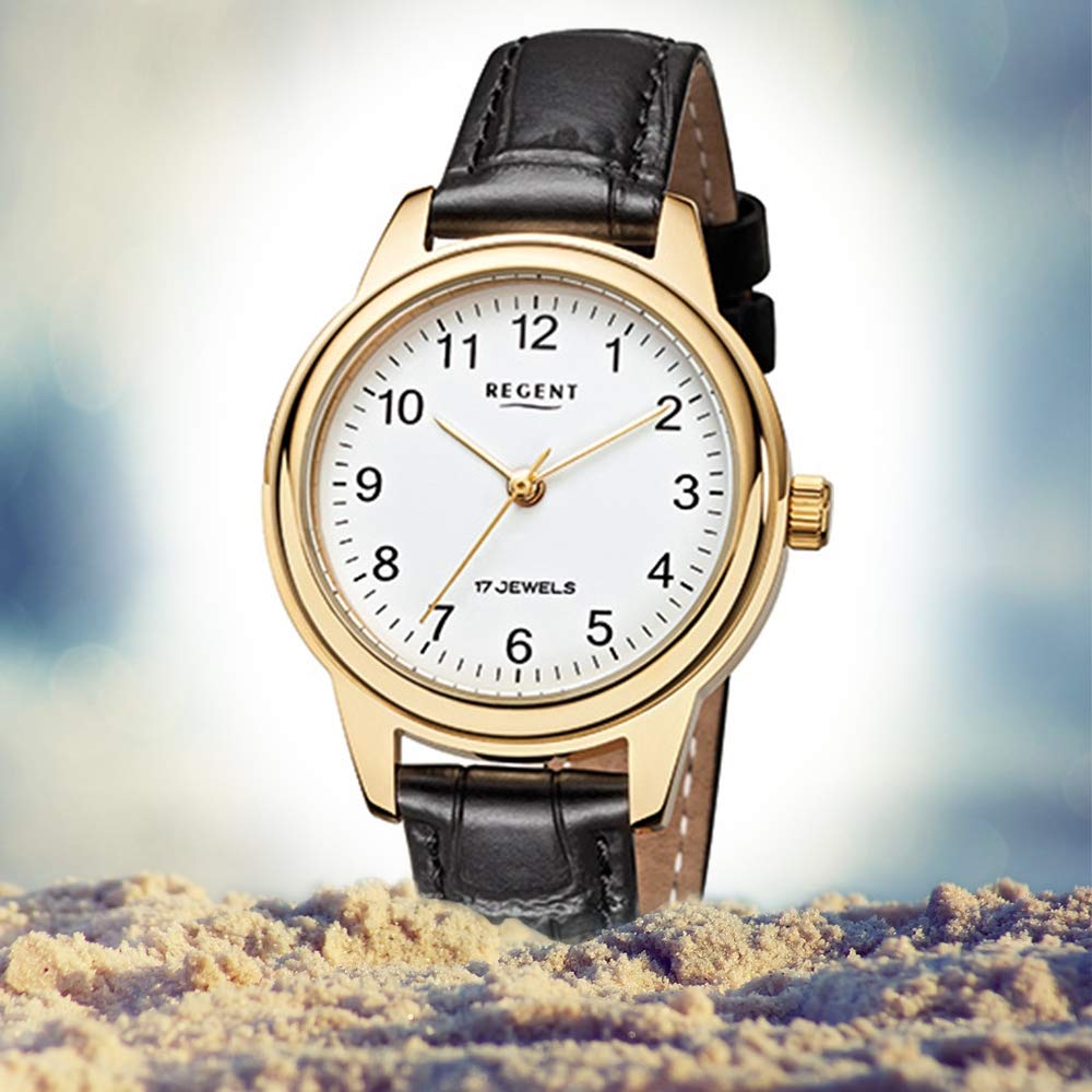 Regent Damenarmbanduhr Leder Handaufzug F959