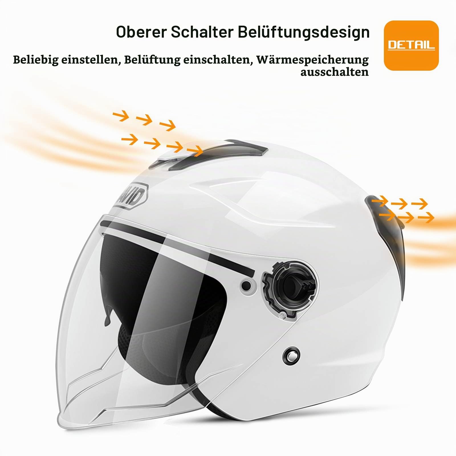 Helm Für Erwachsene Mit Doppelvisier, 7-Absätze-Sicherheitsschnalle, Abs-Schale Kombiniert Mit Eps-Pufferschicht Für Besseren Fahrschutz