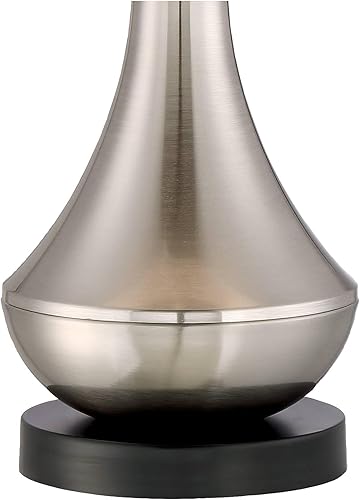 Miniatura 6 de 360 Lighting Simon - Juego de 2 lámparas de mesa modernas con puerto de carga USB de 25 12 pulgadas de alto níquel cepillado, de lino marfil,