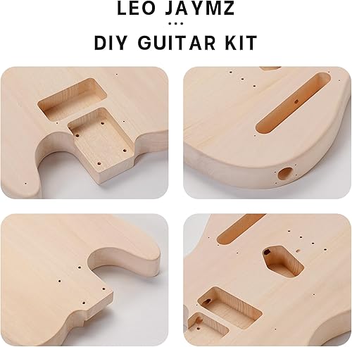 Vista 117 de Leo Jaymz - Juego para armar tú mismo tu guitarra eléctrica, cuerpo de caoba, mástil de arce, diapasón de ébano, incluye todos los componentes (BC)