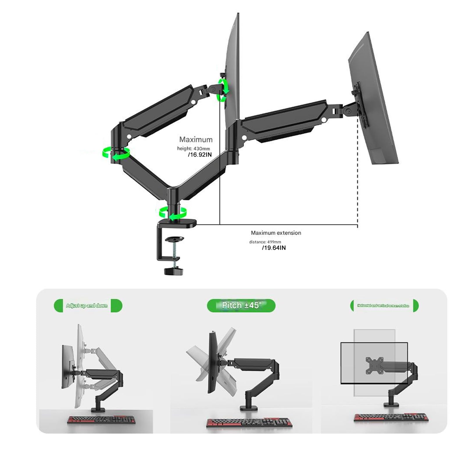 Supporto per Monitor in Acciaio per impieghi gravosi Supporta Display da 2 kg a 10 kg garantisce Un ' Installazione e migliora la stabilità Supporto per Monitor Girevole